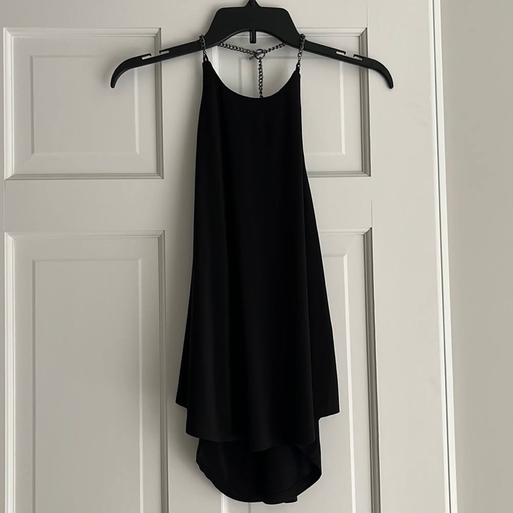 NWT ASTR black halter with chain strap down back size small